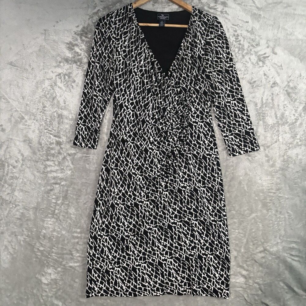 American Living Faux Wrap Sheath Dress Size 6 Abstract Workwear Office Chic